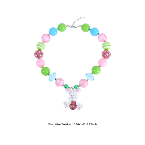 Chunky Kralen Ketting Met Konijn Hanger 1