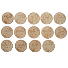 12 Unidades Tarjetas Conmemorativas De Crecimiento Para Bebés Madera
