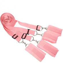 BDSM Sex Toys & Games Bondage Kit: Eye Mask Blindfolds, Soft Wrist And Ankle Cuffs, Rope Bondage Restraints, Pink
