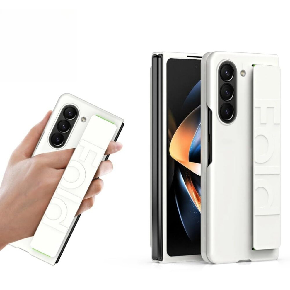Wrist Strap Phone Case Hard Shell Plastic Hinge Protection For Samsung Galaxy Z Fold6/5/4/3 5G White 9354506641191
