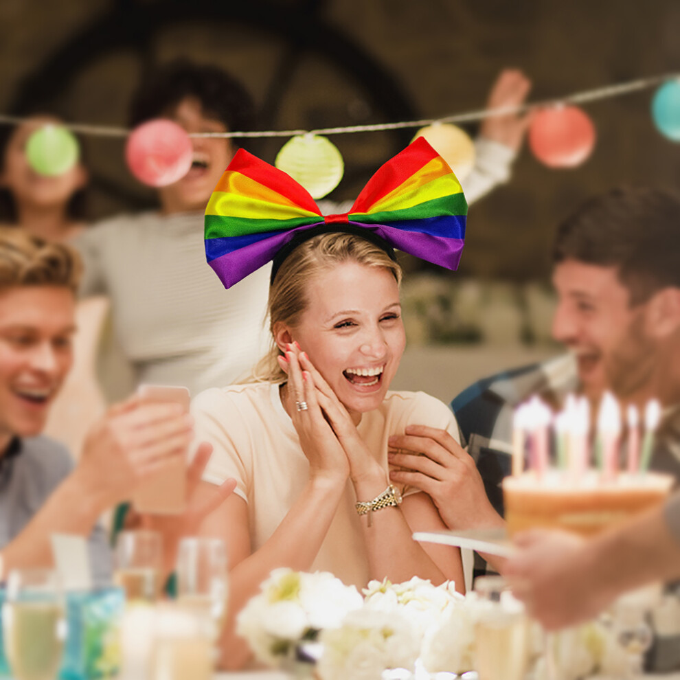 Unisex Colorful Rainbow Bow Headband 21X14cm Hair Accessories For Women