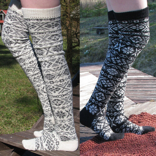 Frauen gestrickte lange Oberschenkel-Beinwärmer-Schwarz 2