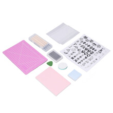 Stempel-Set aus Gummi zum Schnitzen A5, lila, weiches Gummi & Ahorn-Aufbewahrungsbox