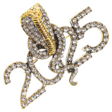 Golden Rhinestone Snake Brooch Stylish Women Clothing Accessory