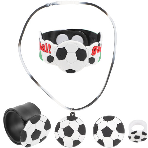 Conjunto De Pulseira Infantil Com Colar, Broche E Anel De Futebol