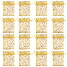 100St Beige Organza Zakjes Met Eyelash Print Voor Sieraden En Snoep
