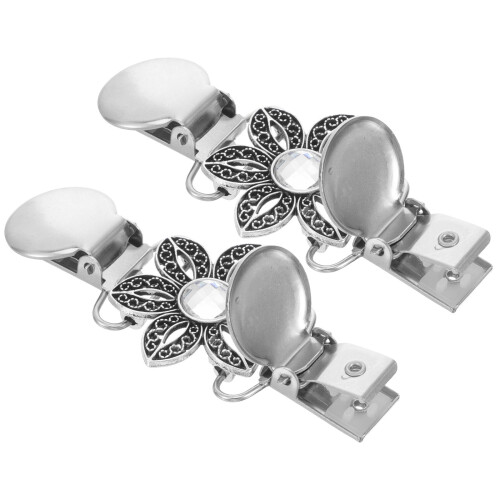 2St Tröjklämmor Kristaller Slipsklämmor (Silver)