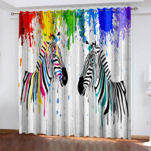 Kids Blackout Window Curtains For Bedroom Eyelet 110x102 Thermal Zebra Art 2 Panels Living Room Nursery RingTop