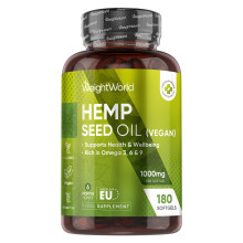 WeightWorld Cold-Pressed Hemp Seed Oil Softgels -180 Softgels
