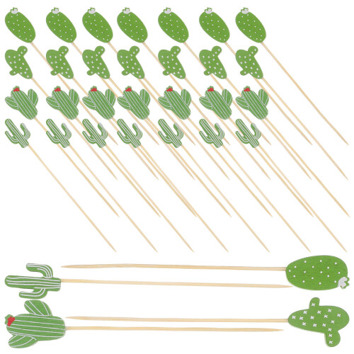 100Pcs Cactus Topper Bamskivor För Snacks Dessert