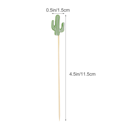 100Pcs Cactus Topper Bamskivor För Snacks Dessert 2