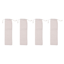 4St Katoenen Opbergtas Voor Herbruikbare Rietjes Beige