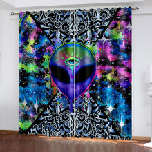 Blackout Eyelet Curtains 55x63 Inch, 2 Panels, Patterned Eye Color, For Bedroom Nursery, Thermal Insulated, Energy Saving