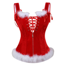 Bustier Top Corset Plush Trim Overbust Corset Top-XXXL
