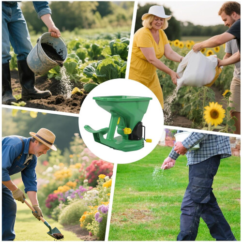 Fertilizer Hand Spreader - Lawn And Garden Broadcast Tool, Handheld, Adjustable Control, Ergonomic Portable 2