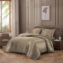 (MINK, KING) Luxurious Satin Silk 6-Piece Bedding Set: Durable Silky Fabric, Fitted Sheet, Duvet Cover, Comforter, 4 Pillow Cases Soft