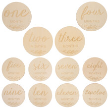 12 Unidades Tarjetas Redondas De Madera Para Bebés Discos Decorativos