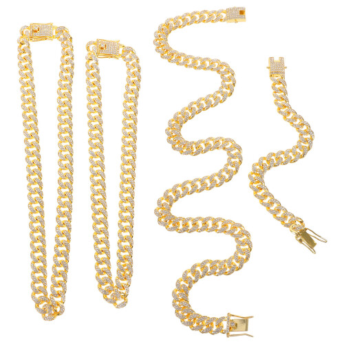 12 Pezzi Collana E Bracciale Unisex Con Strass