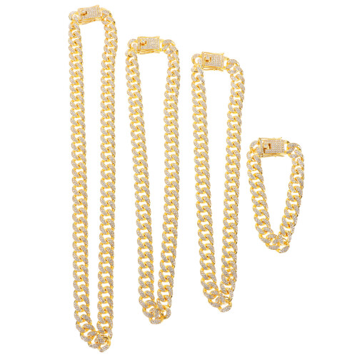 12 Pezzi Collana E Bracciale Unisex Con Strass 2
