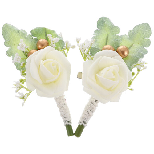 4 Pezzi Boutonniere Rosa Fiore Artificiale Per 1