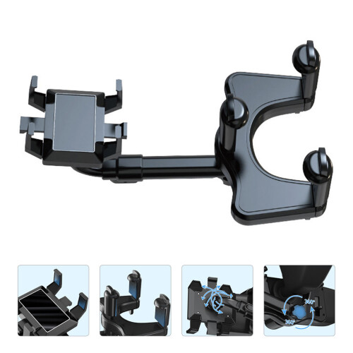 Zwarte Auto Telefoonsteun ABS PU GPS Houder 2