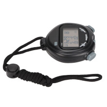 Digitaler Stoppuhr-Timer mit 3-zeiligem Display, 100 Speicherplätze, 12/24-Stunden-Format, Alarm