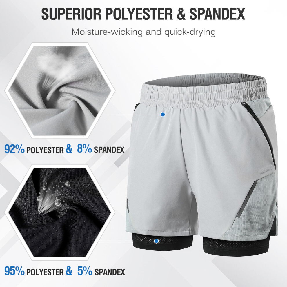 Men's 2-In-1 Exercise Shorts with Zipper Pockets Quick Dry Training Shorts-image-OPC-PMNRHDT-NEW