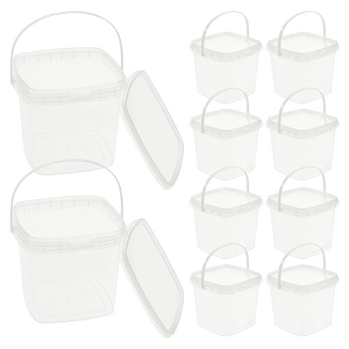 10St Vierkante Transparante Emmer Met 500Ml