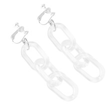 1Paar Eenvoudige Transparante Oorclips Met Ketting, Fris En