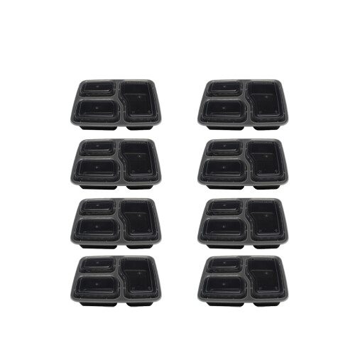 15Pcs Engångsbentolåda 3-Kammig Mikrovågsugnssäker Med Lock
