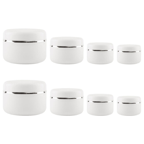 8Pcs Refillable White Lotion Jars Airless Cream Containers for Massage 1