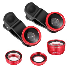2 Set Mobilkameraobjektiv 3-I-1 Supervidvinkel Makro Fisheye