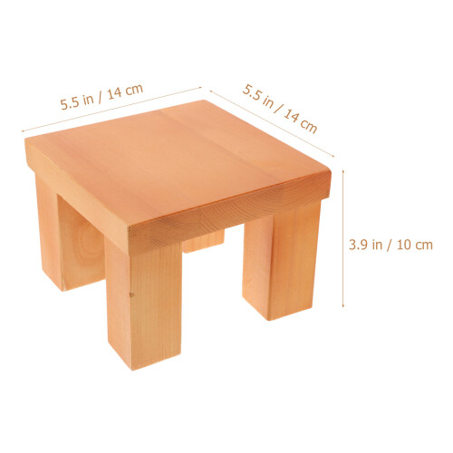 1Pc Durable Wooden Stool Khaki Mini Bench Photo Prop Decorative Riser 2