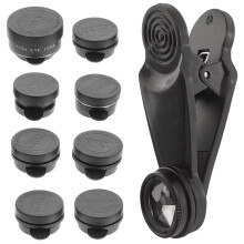 Set Högupplöst Zoom Makro Fisheye Mobilkameraobjektiv Svart