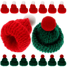 24Pcs Assorted Color Mini Christmas Hats Wool Yarn Doll Decorations