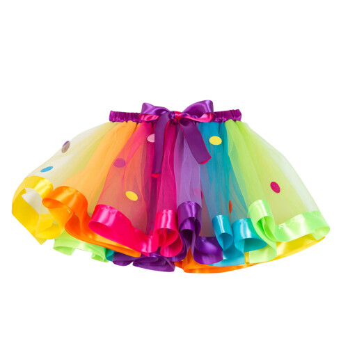 Flickor Elastisk Midja Regnbåge Tutu Kjol Slipknut Tulle