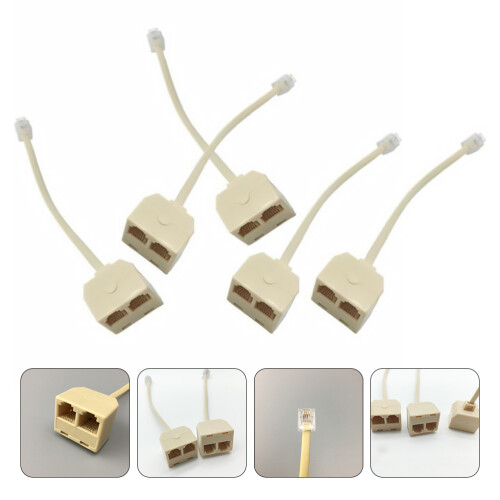 5Pcs RJ11-Utslitssladd RJ11 Till -Adapter För Fasttelefon 2