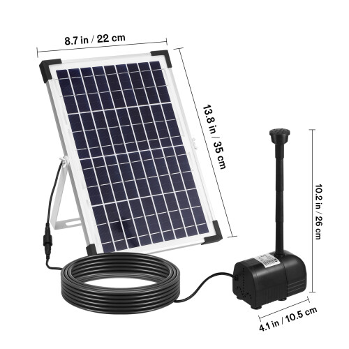 Solpanelvattenpump Fontänpump Damfontän Kit 12 W 1
