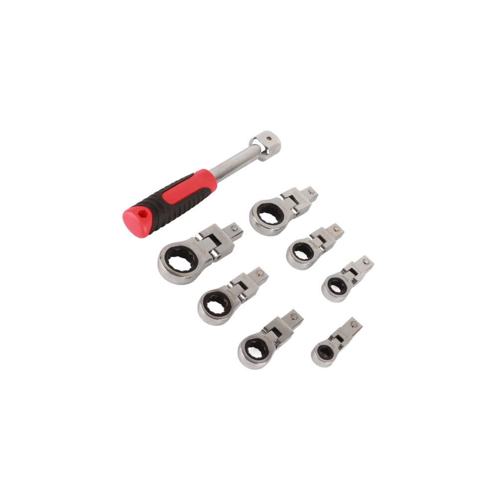 8Pcs Chrome Vanadium Steel Ratchet Wrenches 180 Flex Head Tool Set For Repair 4681357305459