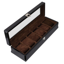Luxe Zwarte Watch Storage Box Met Glazen En Fluweel