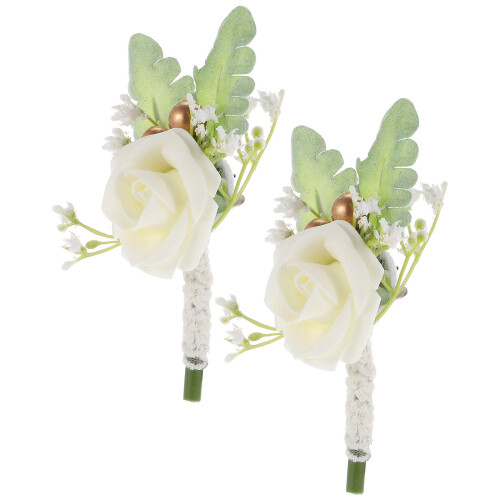 4 Boutonnières Kunstbloem Voor Bruiloft Corsages 2