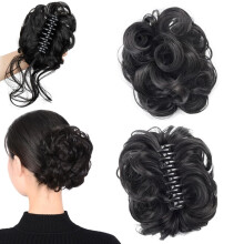 Bun Extension Clips 2PCS Messy Bun Claw Clip For Women Voluminous Synthetic Bun Wig With Adjustable Clip
