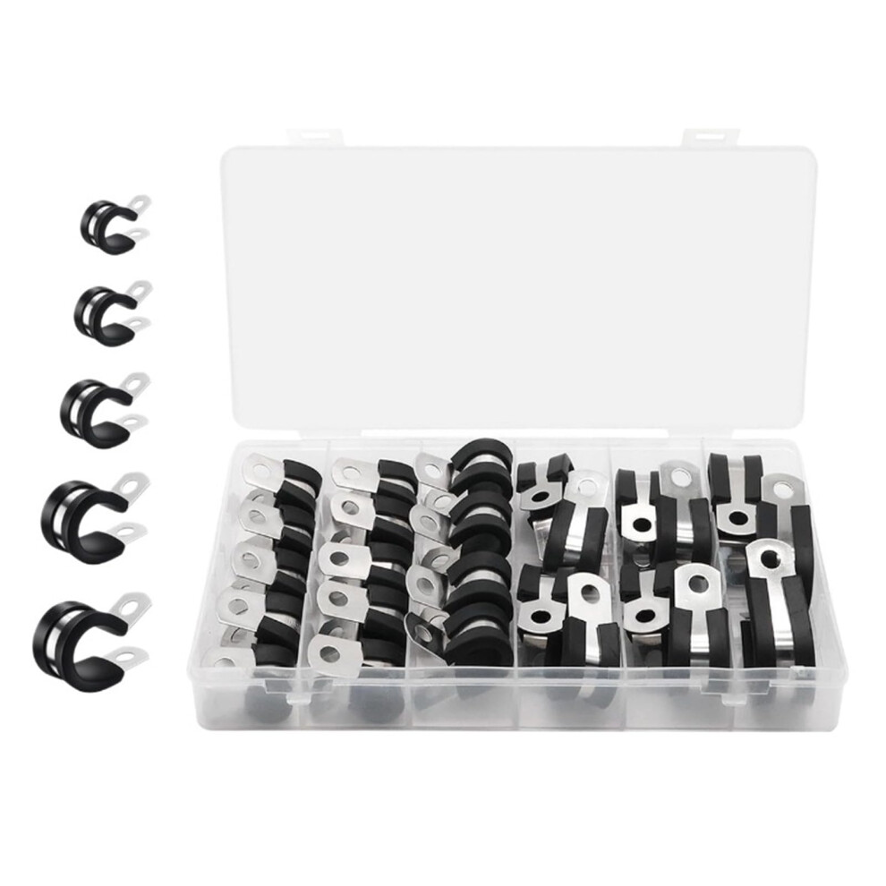 Cable Clamps Steel Rubber Cushioned 25Pcs Assorted Multipurpose Wire Clips For Secure Wiring Insulation Rubber Strip 9084446723175