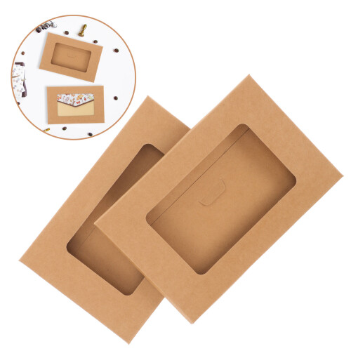 10 Pezzi Scatole Per Immaginette In Carta Kraft Con Finestra 2