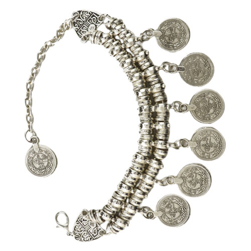 Pulseira E Tornozeleira Prata Com Design Retro 1