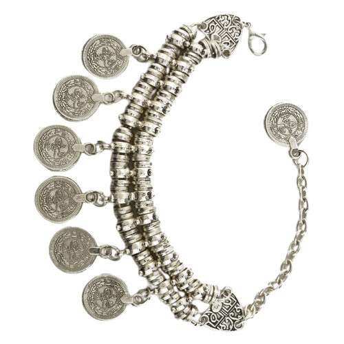 Pulseira E Tornozeleira Prata Com Design Retro 2