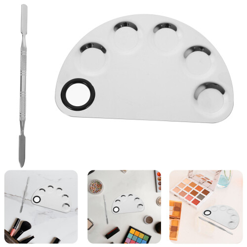 1 Set Med 5 Hål, Rostfritt Makeup Pallettspatel 2