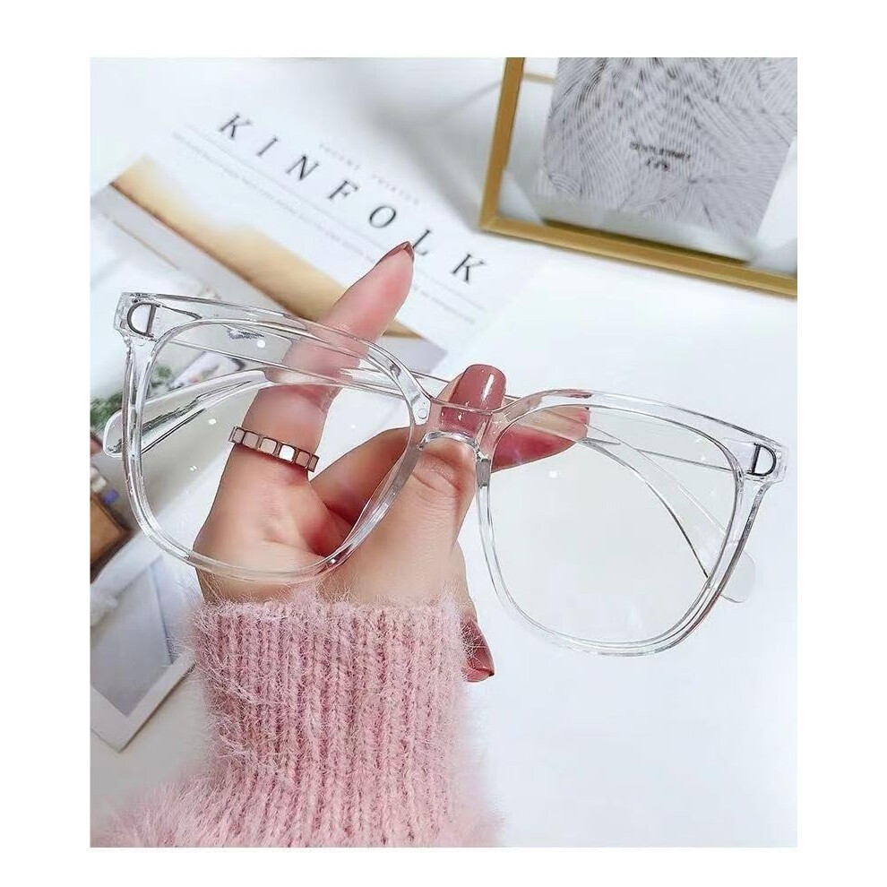 Blue/Light Oversized Square Reading Glasses Anti Glare Presbyopic Computer Readers Blocking +350 Transparent