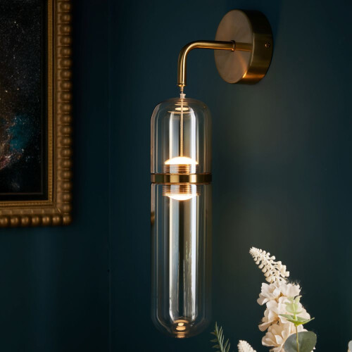 Visconte Bjorn Glass Wall Light LED - Brass 1