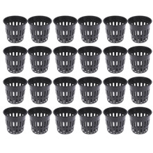 24Pcs Vattenväxtkorg Plast Odlingsnätkoppar Svart 5,7X5Cm